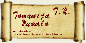 Tomanija Mumalo vizit kartica